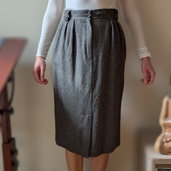 Dior Wool Tweed Skirt Brown Pencil Midi Straight Skirt Size 10 - Picture 1 of 16